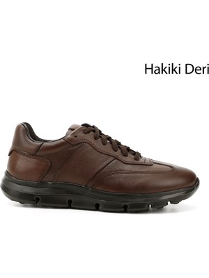 Gönderi(r) Erkek Kahverengi  Bağcıklı Hakiki Deri Sneaker