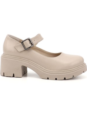 GÖNDERİ Kadın Ten  Kalın Topuklu Mary Jane Ayakkabı