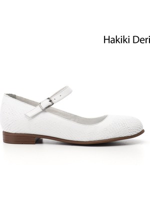 Gönderi(r) Kadın Beyaz  Mary Jane Hakiki Deri Babet