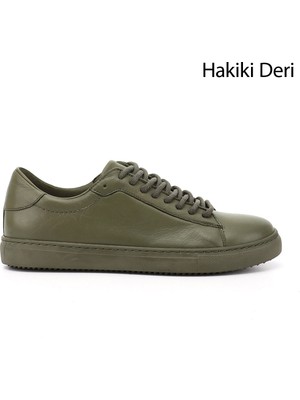 GÖNDERİ Kadın Yeşil  Bağcıklı Termo Taban Hakiki Deri Sneaker