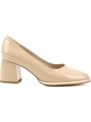 GÖNDERİ Kadın Nude Rugan Orta Kalın Platform Topuklu Ayakkabı