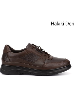 Gönderi(r) Erkek Kahve  Bağcıklı Hakiki Deri Comfort Ayakkabı