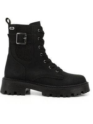 GÖNDERİ Kadın Siyah  Fermuarlı Kalın Topuklu Postal Bot