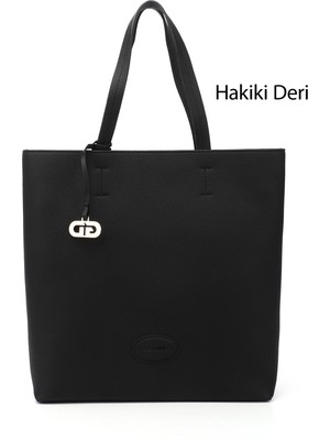 Gönderi(r) Kadın Siyah Floter  Hakiki Deri El ve Omuz Çantası