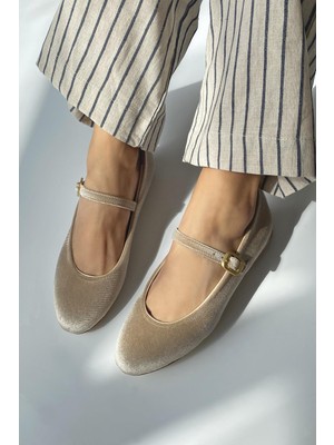 Straswans Hollie   Kadın  Kemer  Detay  Kadife  Babet Vizon