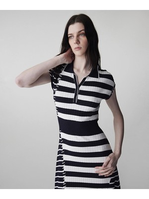 İpekyol Çizgili triko elbise IS1260002183015