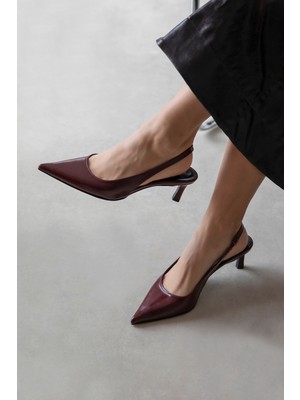 Straswans Molly  Kadın Topuklu Kırışık Deri Ayakkabı Bordo