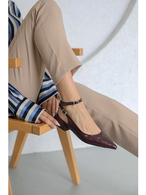 Straswans Edel  Kadın  Topuklu  Rugan  Ayakkabı Bordo