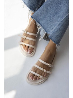 Straswans Eboni Kadın  Toka  Detay  Günlük  Konfor Terlik Bej