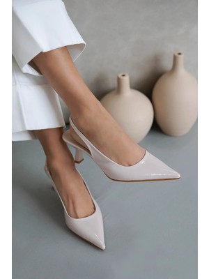 Straswans Silver  Kadın Topuklu  Rugan  Ayakkabı Bej