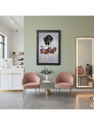 Bfm Dijital Baskı Merkezi Kuaför Salonu Dekorasyonu Özel Tasarım Çerçeveli Tablo – Estetik Kadın Portresi