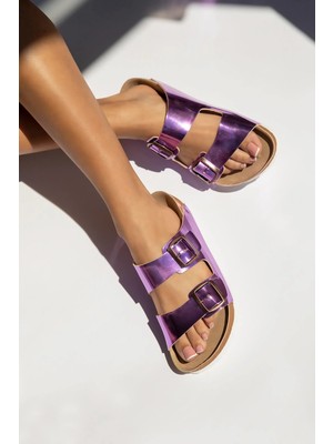Straswans Oliver Kadın Toka  Detay  Günlük  Konfor Terlik Lila