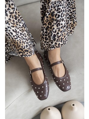 Straswans Azure Kadın  Drop  Detay  Deri  Babet Kahve