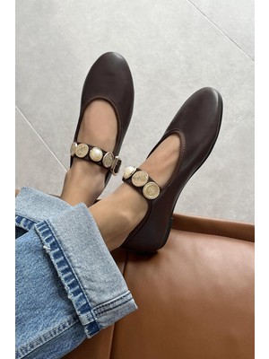 Straswans Leonardo Kadın  Aksesuar  Detay  Deri Babet Kahve