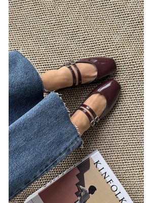 Straswans Elvira   Kadın  Kemer  Detay  Rugan  Babet Bordo