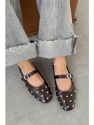 Straswans Azure Kadın Drop Detay Kırışık Deri Babet Bordo