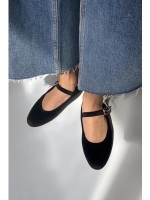 Straswans Hollie   Kadın  Kemer  Detay  Kadife  Babet Siyah