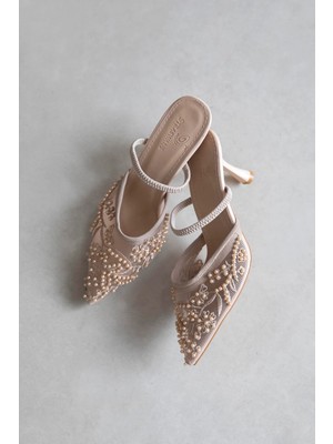 Straswans Isla Kadın File Detay Topuklu Ayakkabı Ten