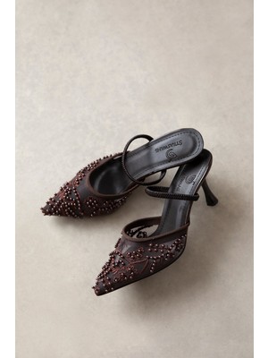 Straswans Isla Kadın File Detay Topuklu Ayakkabı Kahve