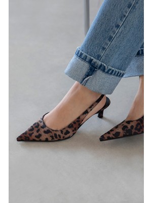 Straswans Molly  Kadın Topuklu Saten  Ayakkabı Leopar