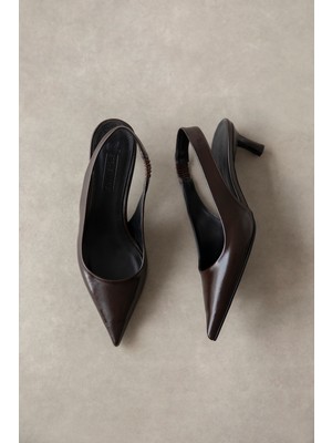 Straswans Costa  Kadın Topuklu Kırışık Deri Ayakkabı Kahve