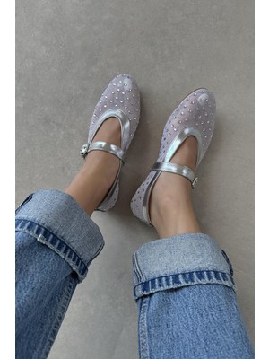 Straswans Maxine Kadın File Detay Dantel Taş Babet Gümüş