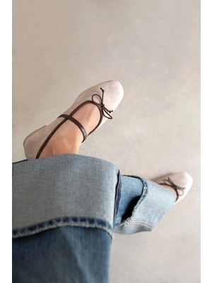 Straswans Maxy Kadın Fiyonk Detay Süet Babet Bej