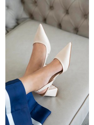 Straswans Luan Kadın  Deri Topuklu  Ayakkabı Bej