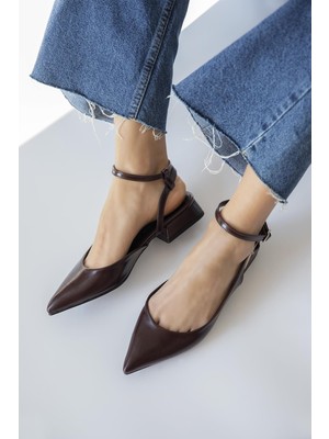 Straswans Edel Kadın Topuklu Kırışık Deri Ayakkabı Bordo