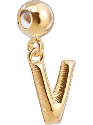 Chocli 18 Ayar Altın Kaplama Charm Harf - V