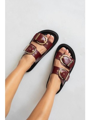 Straswans Forster  Kadın  Toka  Detay  Günlük  Konfor Terlik Bordo