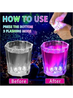 Shopwave Renkli LED Parlayan Fiber Optik Glow Işıklı Bardak 5,5 x 5,5 cm (5047)