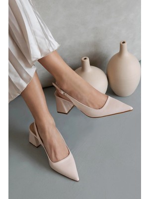 Straswans Stefan Kadın  Deri Topuklu  Ayakkabı Bej