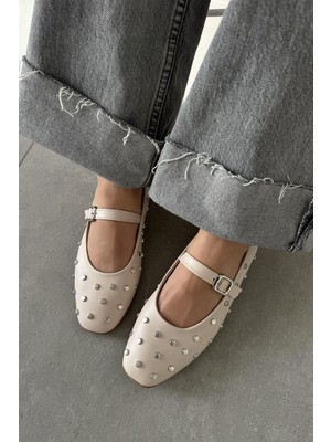 Straswans Azure Kadın  Drop  Detay  Deri  Babet Bej