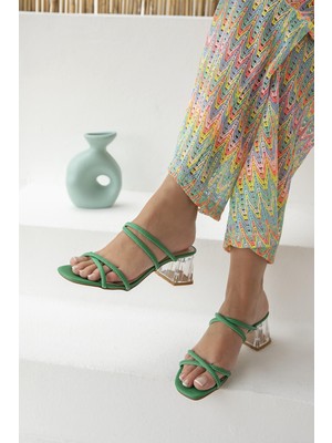Straswans Paul Kadın Topuklu Sandalet Yeşil