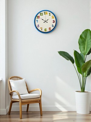 Mey İthalat Mey Ithalat® 36 cm Mavi Çocuk Odası Duvar Saati