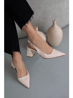Straswans Stefan Kadın Rugan Topuklu Ayakkabı Bej