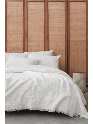 Barine Cocoon 4 Katlı Müslin Yatak Örtüsü Beyaz