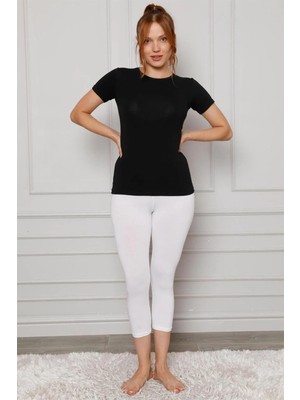 Beruflic Penye Likralı Diz Altı Tayt Beyaz