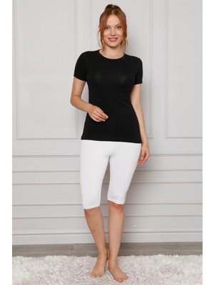 Beruflic Penye Likralı Diz Üstü Tayt Beyaz