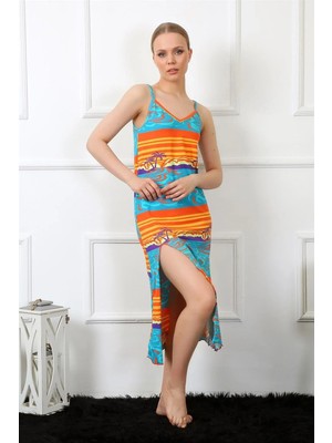 Beruflic Kadın Ip Askılı Uzun Gecelik Mavi