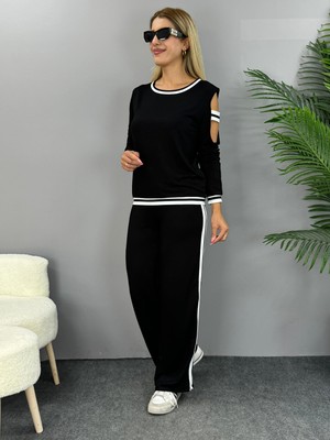 Etiler Collection Kadın Iki Iplik Penye Kumaş Kol Detaylı Ribanalı Ikili Takım