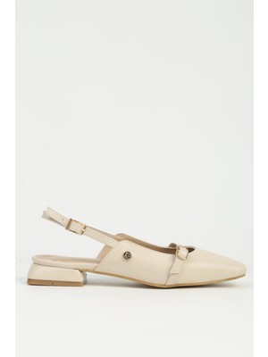 Benetton Pierre Cardin Kadın Bej Cilt Babet PC-55791