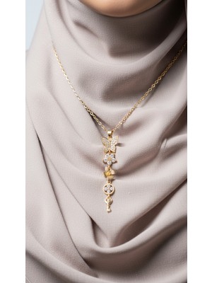 TrendyX Kelebekli Çiçekli Anahtarlı Y Kolye