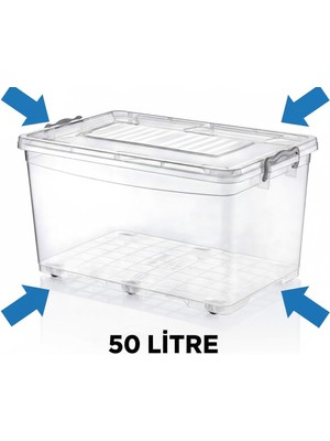 Kızılelmada 50 Litre Şeffaf Tekerlekli Çok Amaçlı Depolama Kutusu