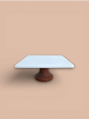 Doğal Mermer 20X20 cm Darbuka Ayak Kek Standı, Sunum Standı, Pasta Stant Sunumluk