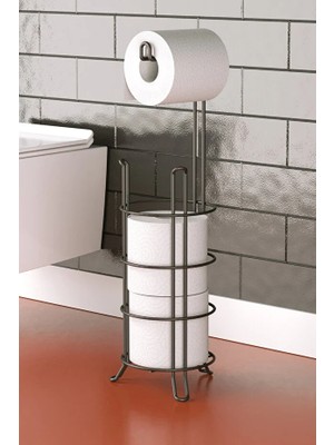Evistro Banyo Tuvalet Kağıdı Askısı Yedekli Ayaklı Siyah MG093