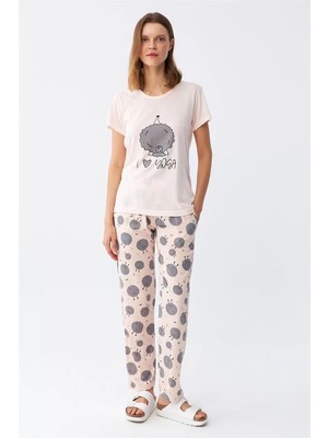 Beruflic Kadın Kısa Kol Pijama Takım Pudra