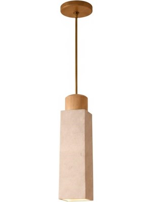 Tekli Sarkut Avize - Traverten Avize - Taş Avize - Modern Avize Modelleri Bej Krem Avize -7cm