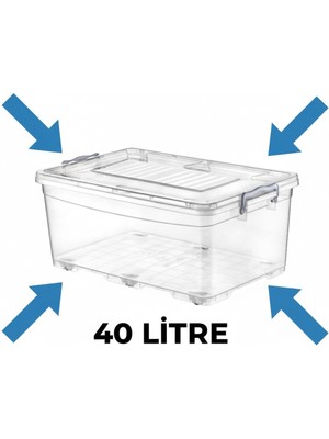 Kızılelmada Tekerlekli 40 Lt Saklama Kabı (Şeffaf)